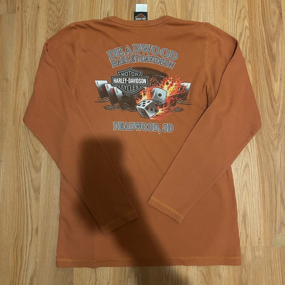 Vintage Harley-Davidson Men's Rust Long Sleeve Tee - Picture 2 of 6